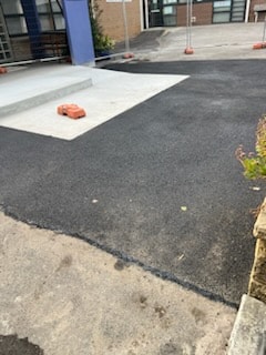 Fresh asphalt laid at school car park