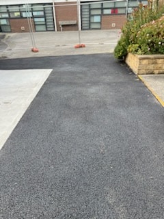 Completed asphalt section at school car park
